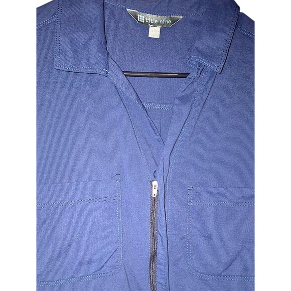 Title Nine Blue Evelyn Jumpsuit Recycled Nylon Blend Size L Collared Pockets - Picture 4 of 7